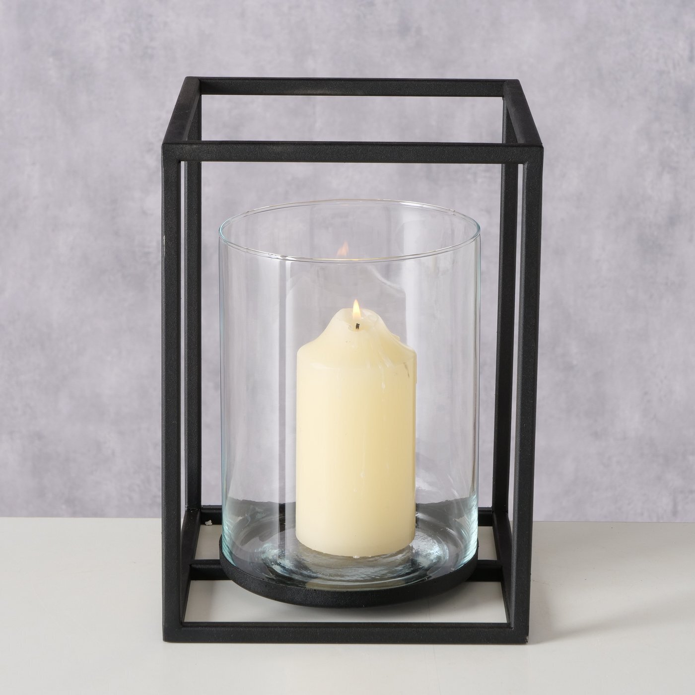 Windlicht Quantum Metall, Glas, schwarz 20 x 20 x 28 cm