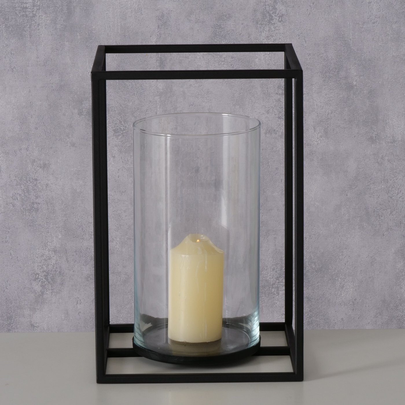 Windlicht Quantum Metall, Glas, schwarz 25 x 25 x 38 cm