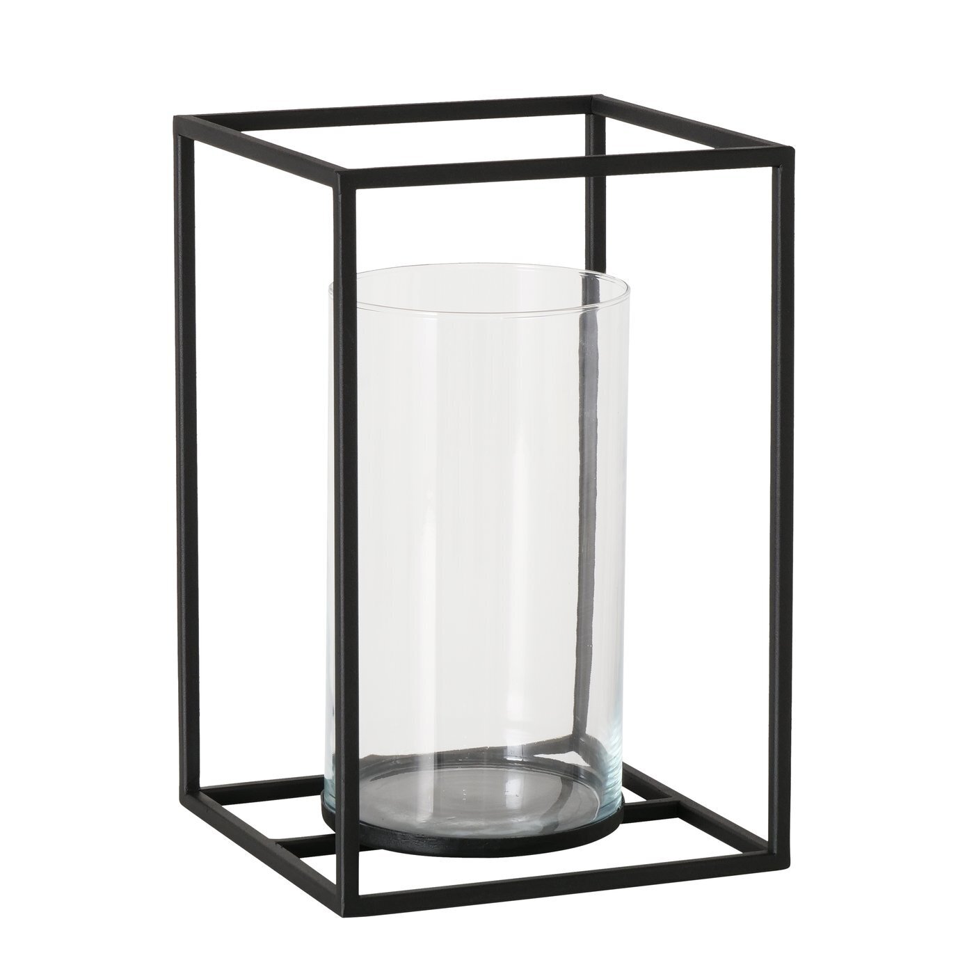 Windlicht Quantum Metall, Glas, schwarz 25 x 25 x 38 cm