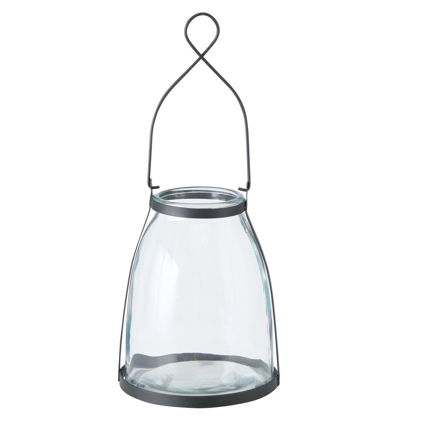 Windlicht Ringo aus Glas, schwarz 20 cm, Ø 15 cm