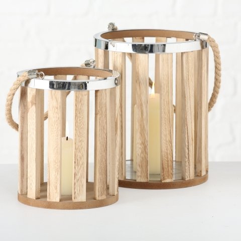 Boltze Windlicht Savena 2er Set, natur