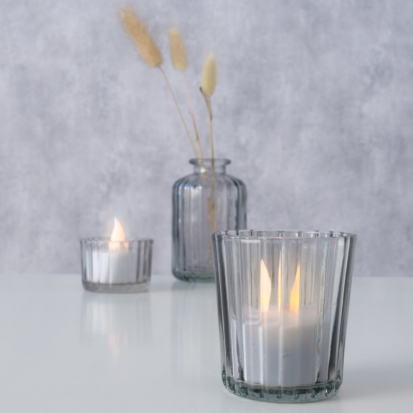 Windlicht Tolka, 3er-Set, grau 