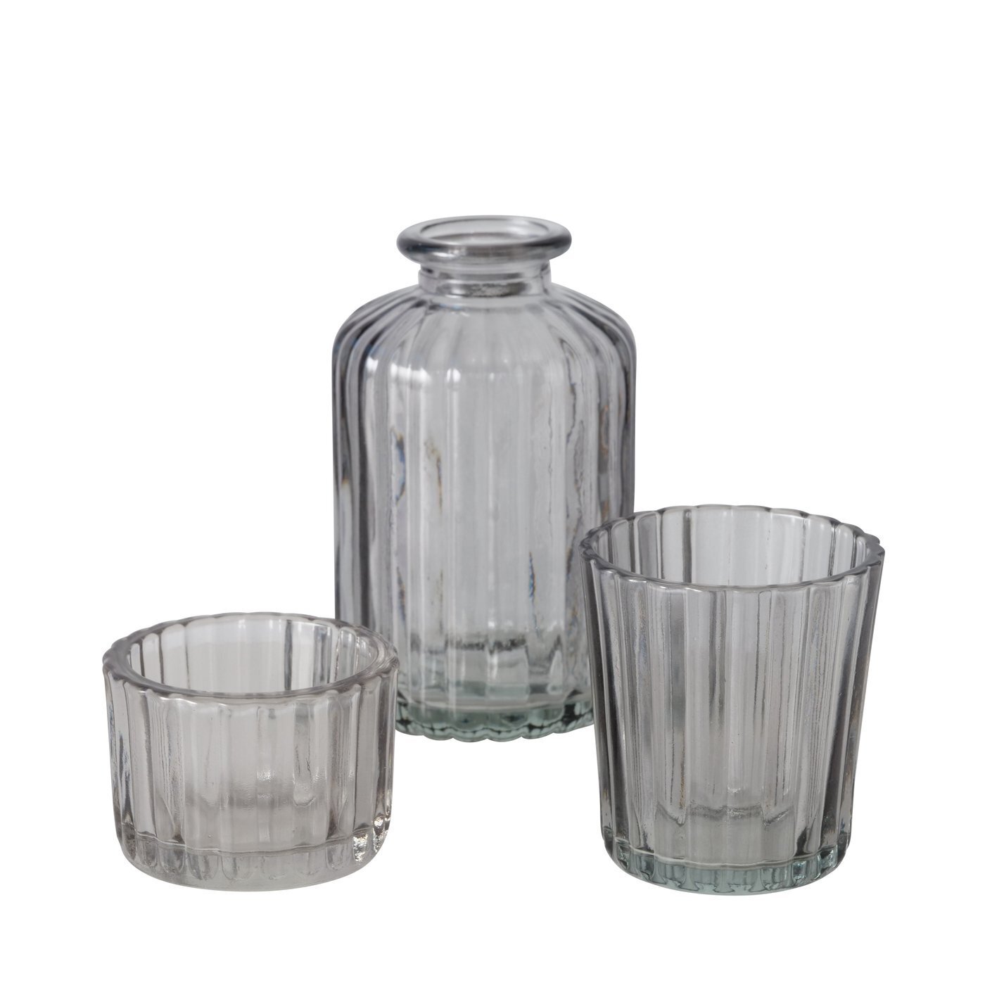 Windlicht Tolka, 3er-Set, grau 