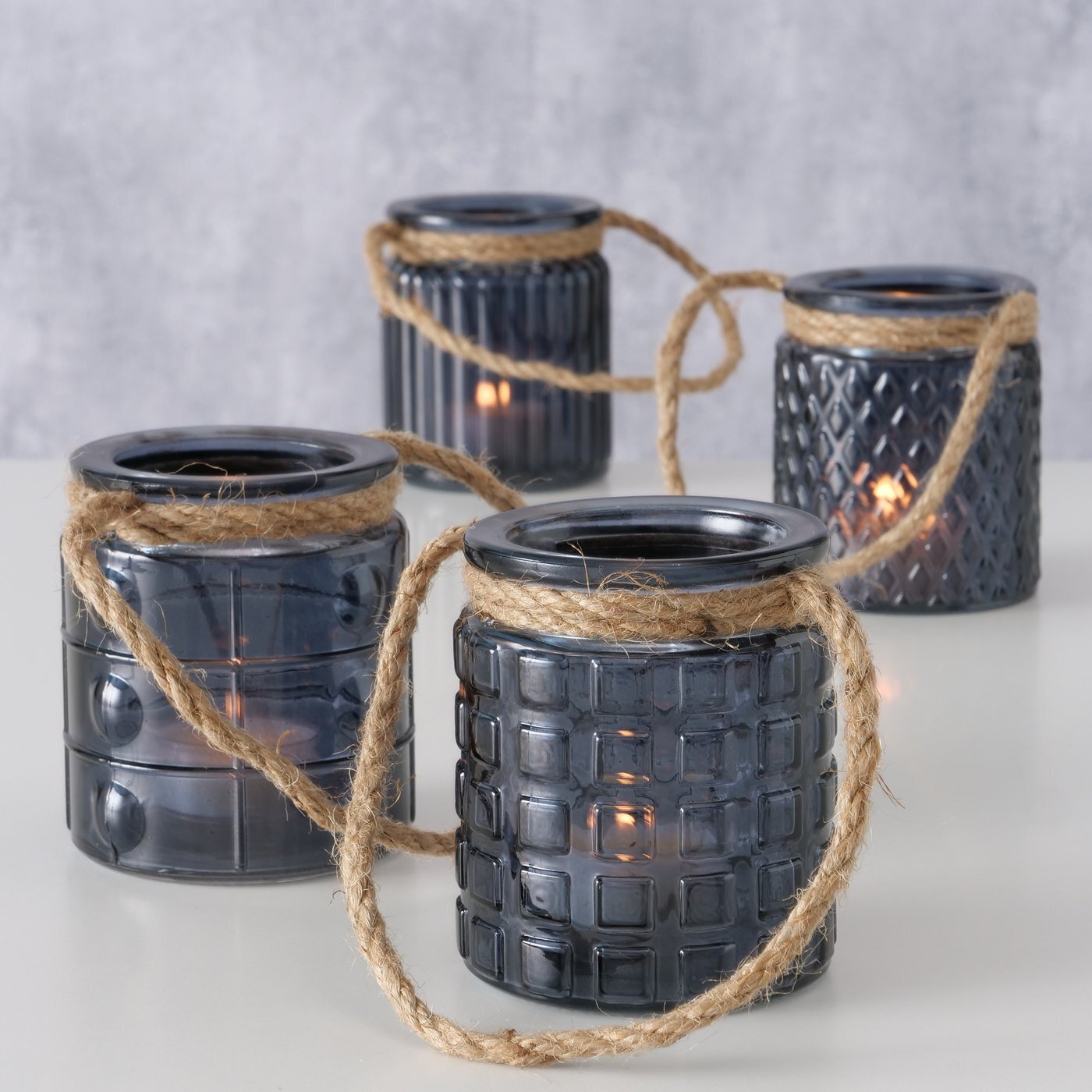 Boltze Windlicht Trax 4er Set, dunkelgrau 