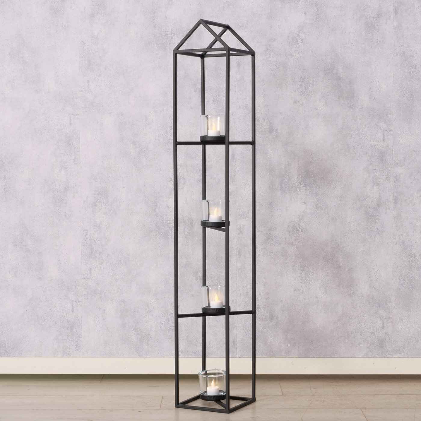 Windlichtständer Plock, schwarz 