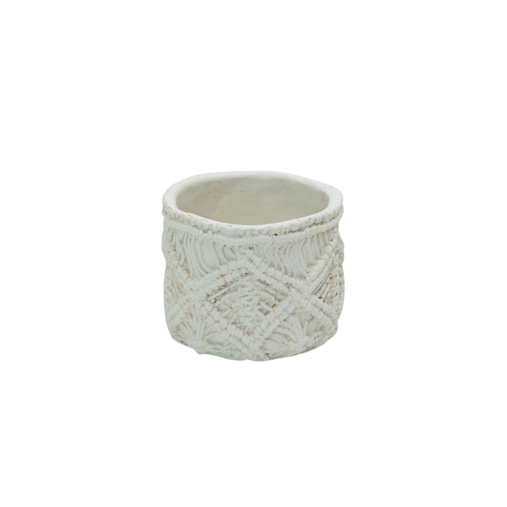 byRoom Blumentopf aus Garn, weiss 