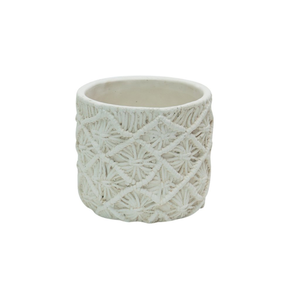 byRoom Blumentopf aus Garn, weiss 18 x 16cm