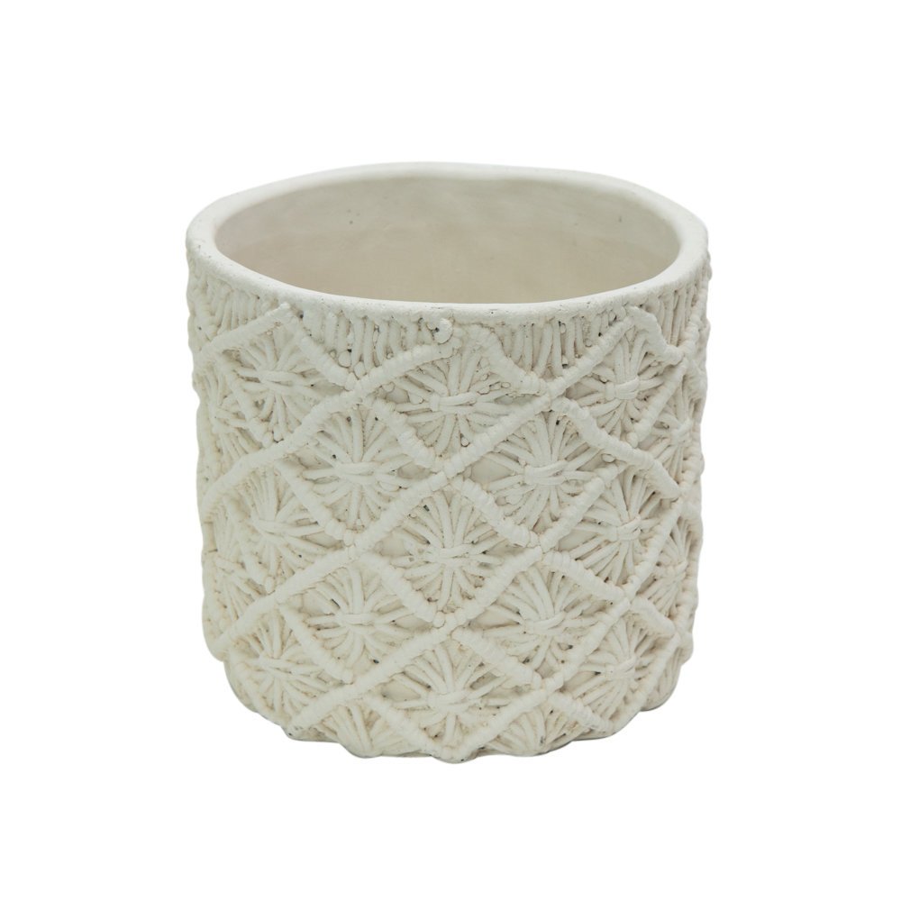 byRoom Blumentopf aus Garn, weiss 23 x 21 cm