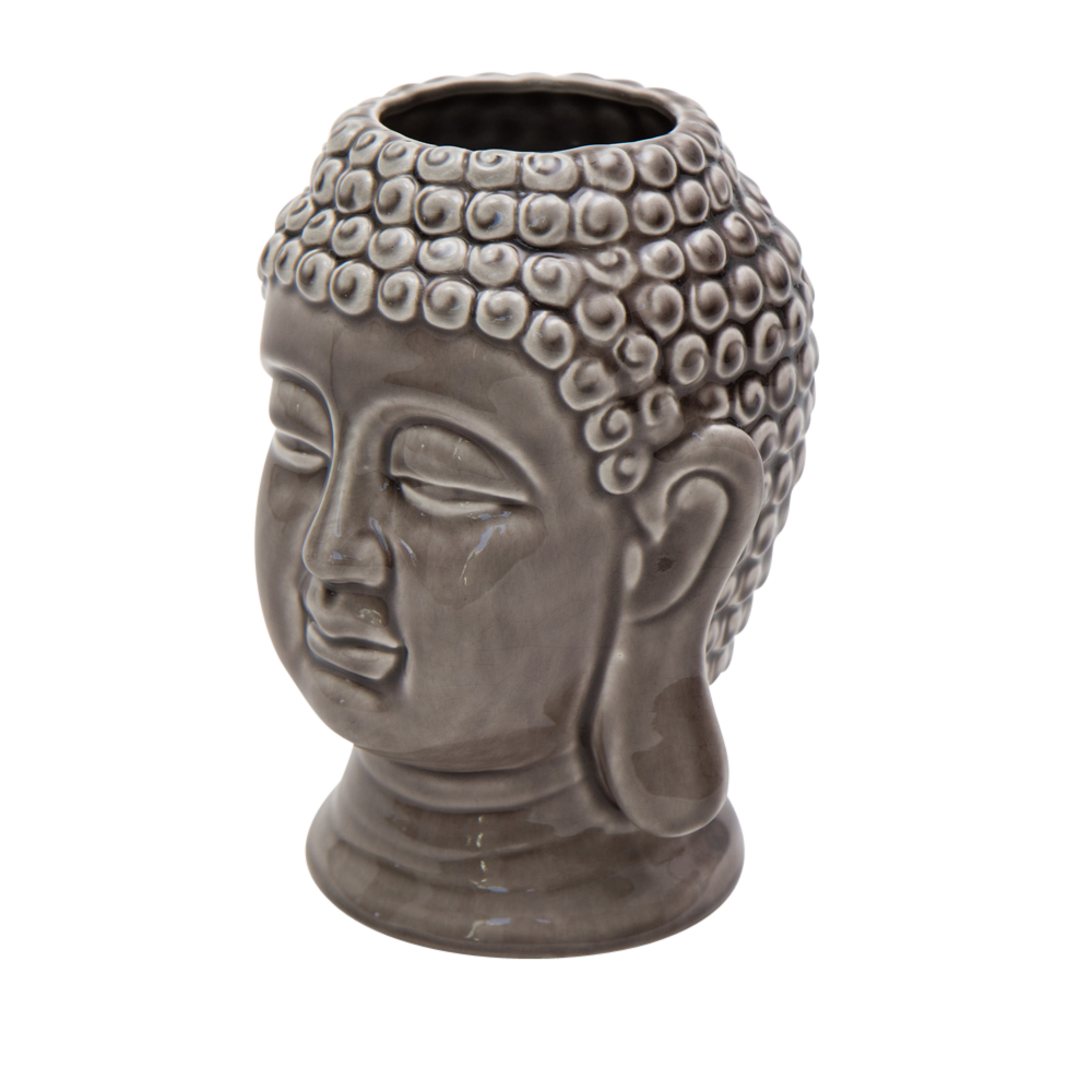 Buddah Blumentopf Keramik, braun 