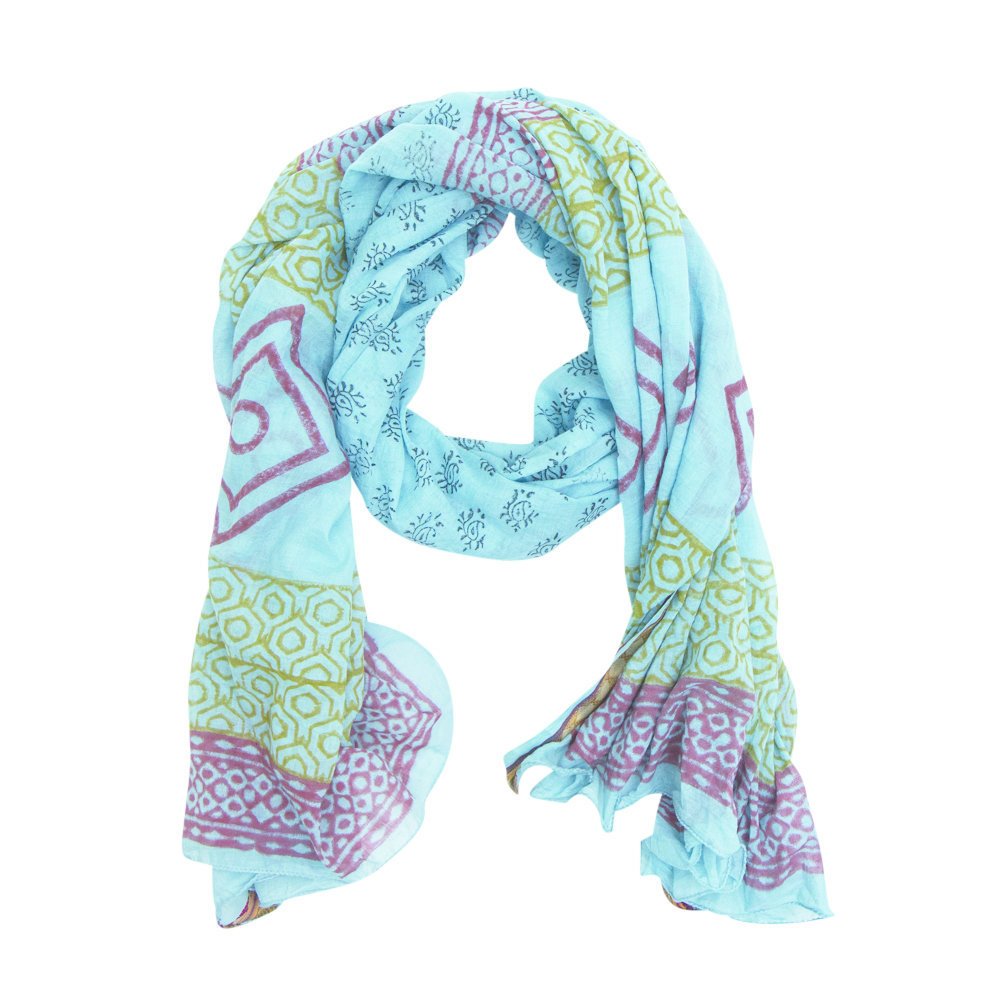 Halstuch mit Handblockdruck, blau 