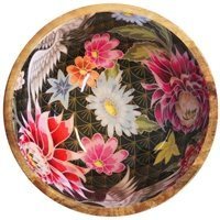 byRoom Schüssel aus Mangoholz Lotus Crane, pink Ø18cm