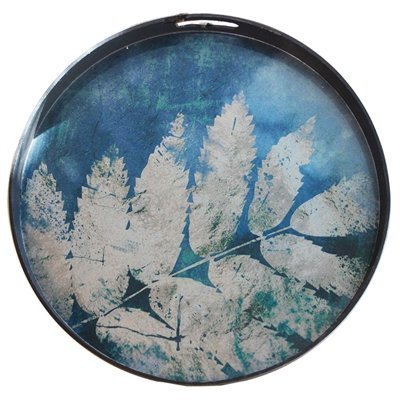 byRoom Tablett rund Blue Leaf, blau 