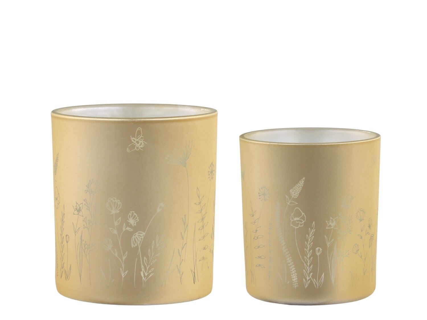 2er Set Teelichthalter mit Blumen, honig 