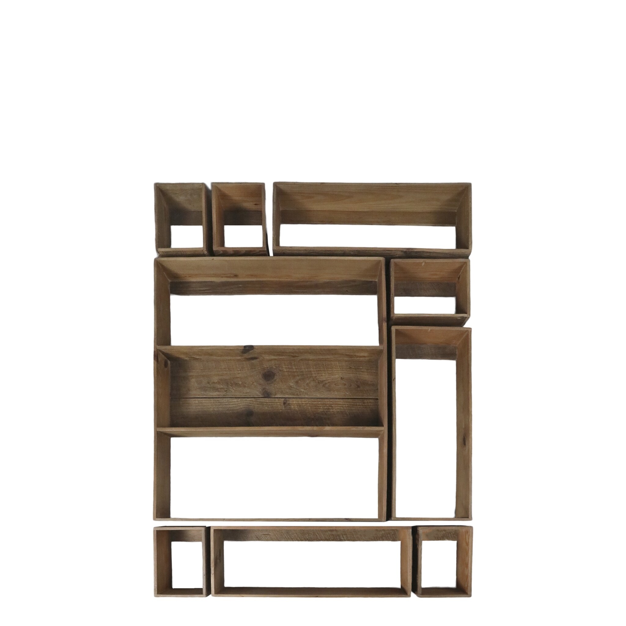 9-teiliges Regal-Set aus Kiefernholz, natur 