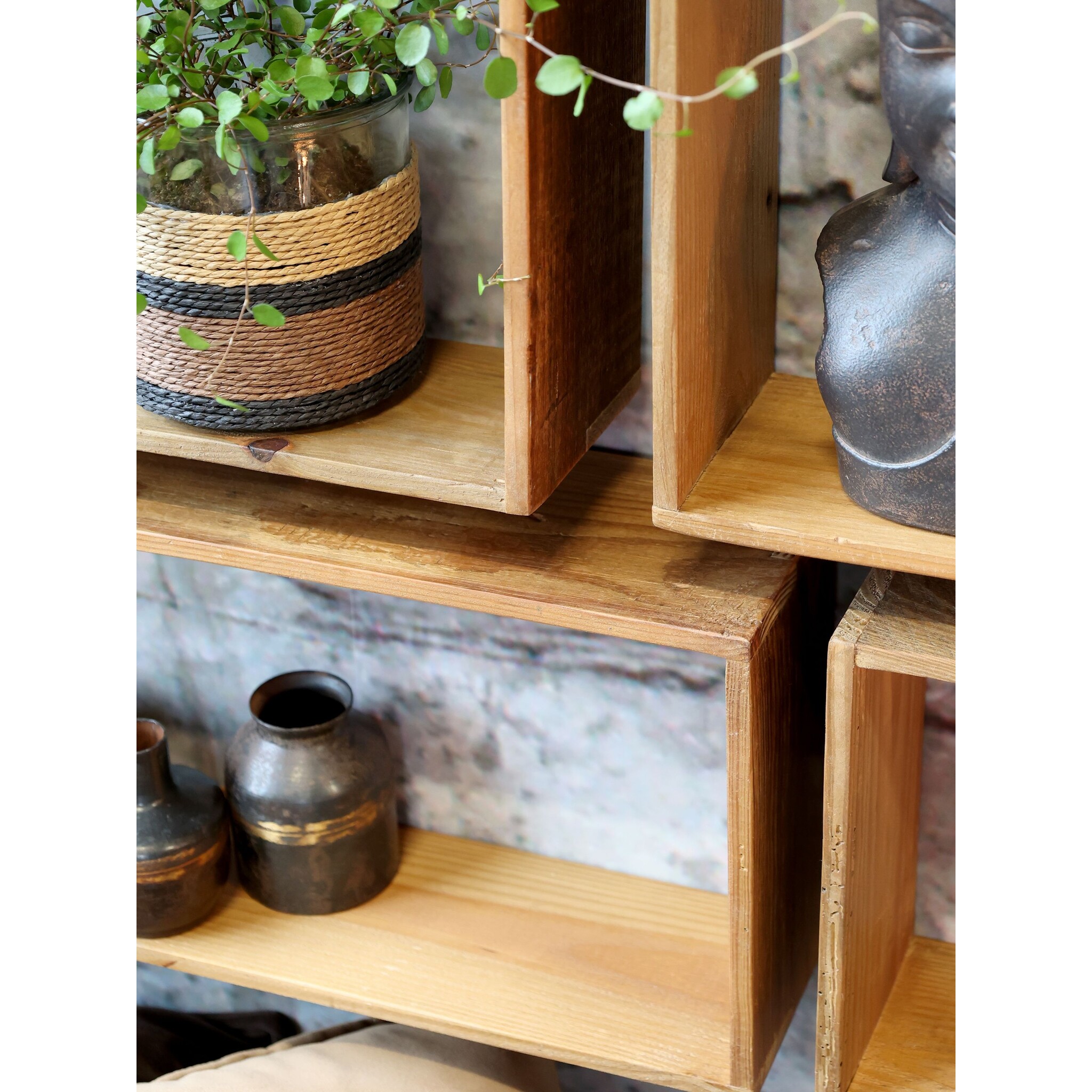 9-teiliges Regal-Set aus Kiefernholz, natur 