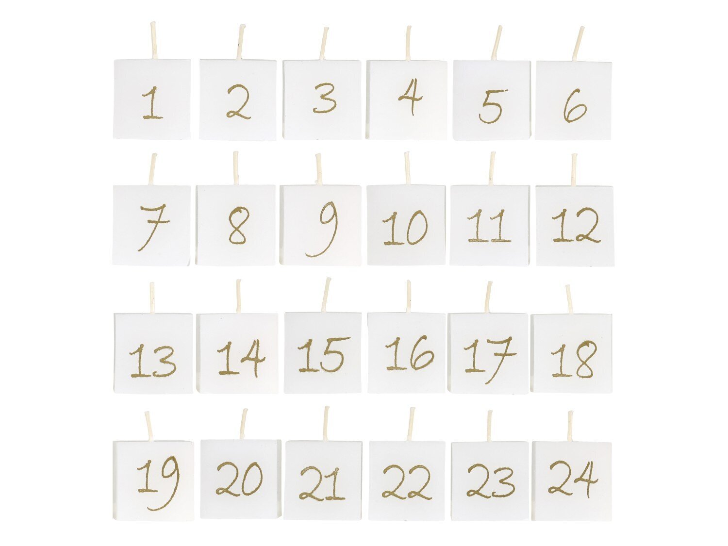 Adventskalender Kerzen 24 Stück, weiss
