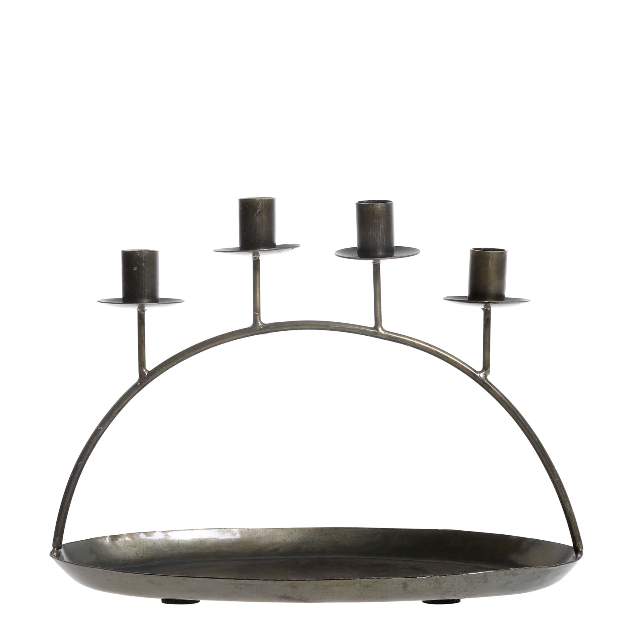 Adventskerzenständer mit Tablett Antique Messing, antique messing Höhe 15, Länge: 21, Breite: 11 cm