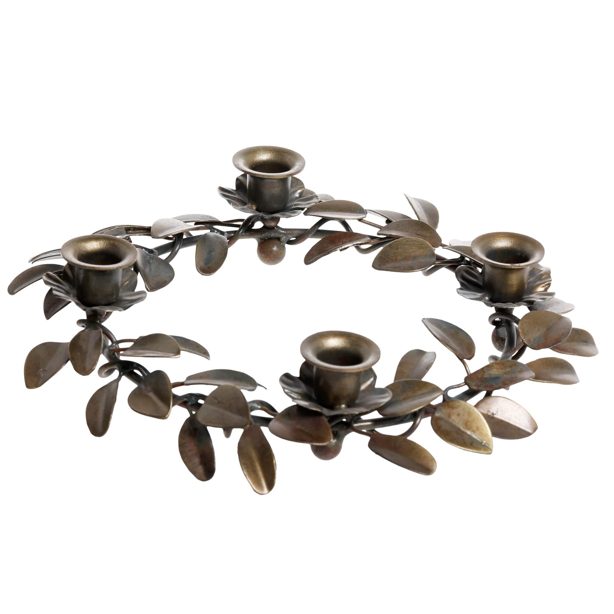 Adventskranz mit Blättern Antique Messing, antique messing 