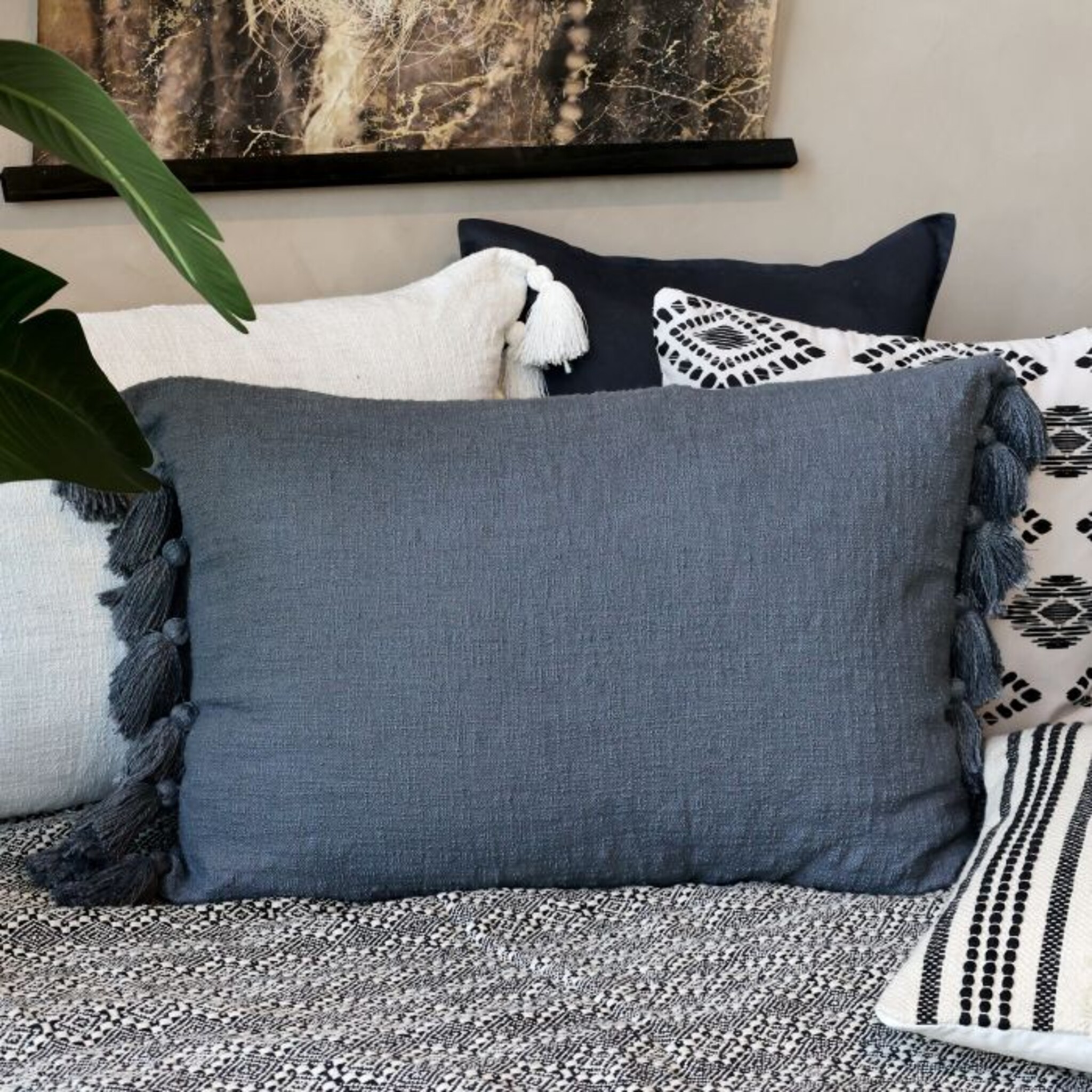 Aix Kissenbezug mit Quasten, opal 