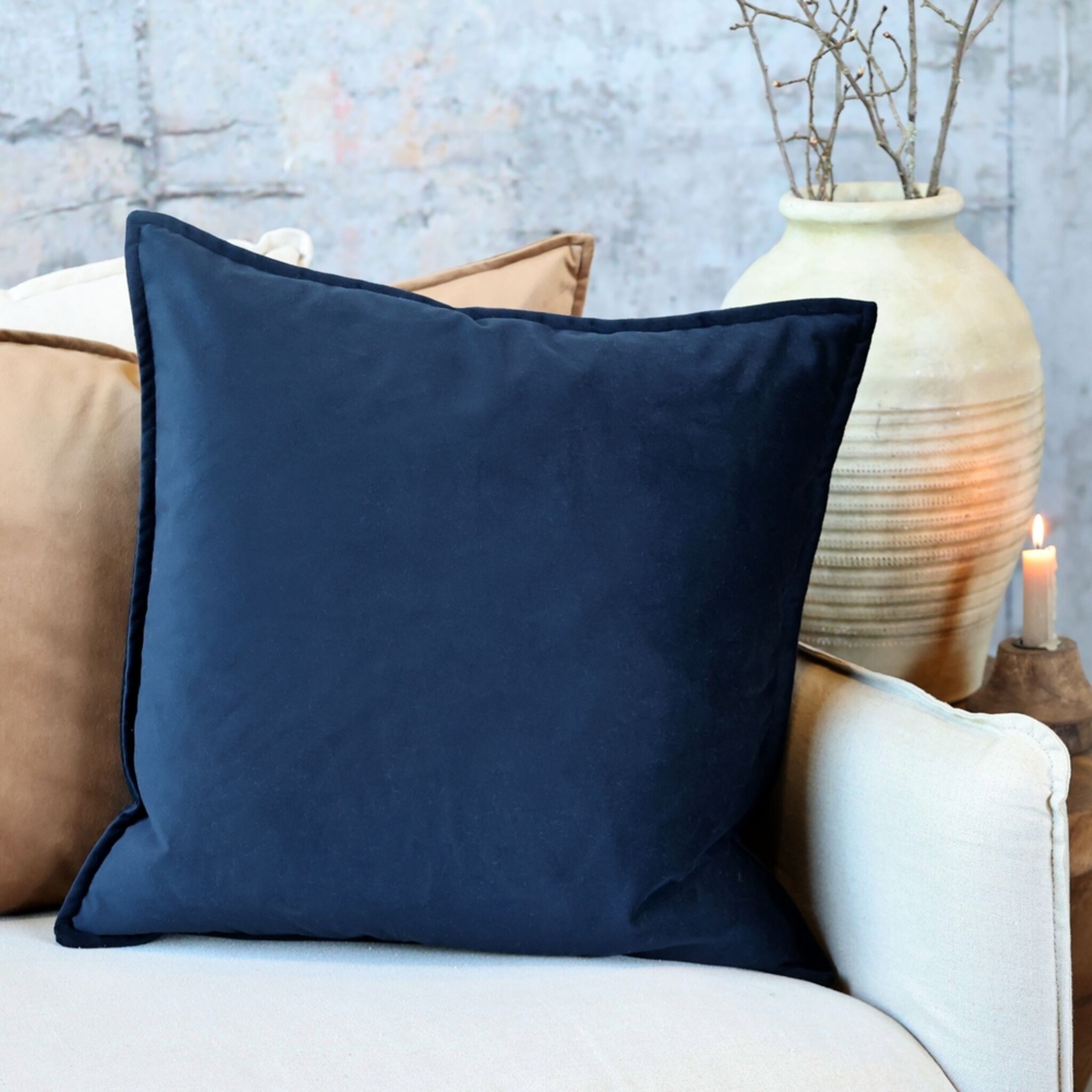 Aix Kissebezug Velour 50x50cm, indigo blue 