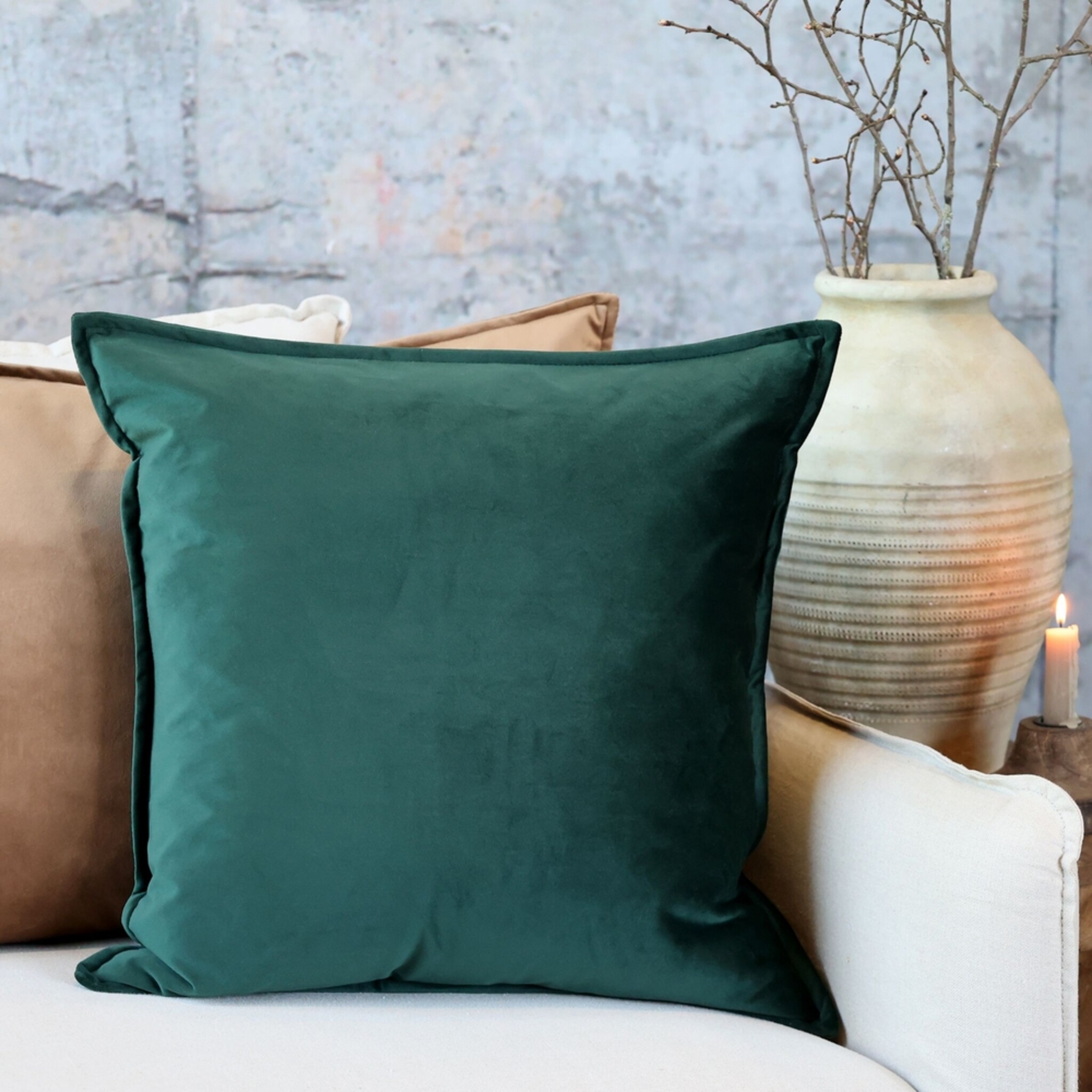 Aix Kissebezug Velour 50x50cm, forest green 