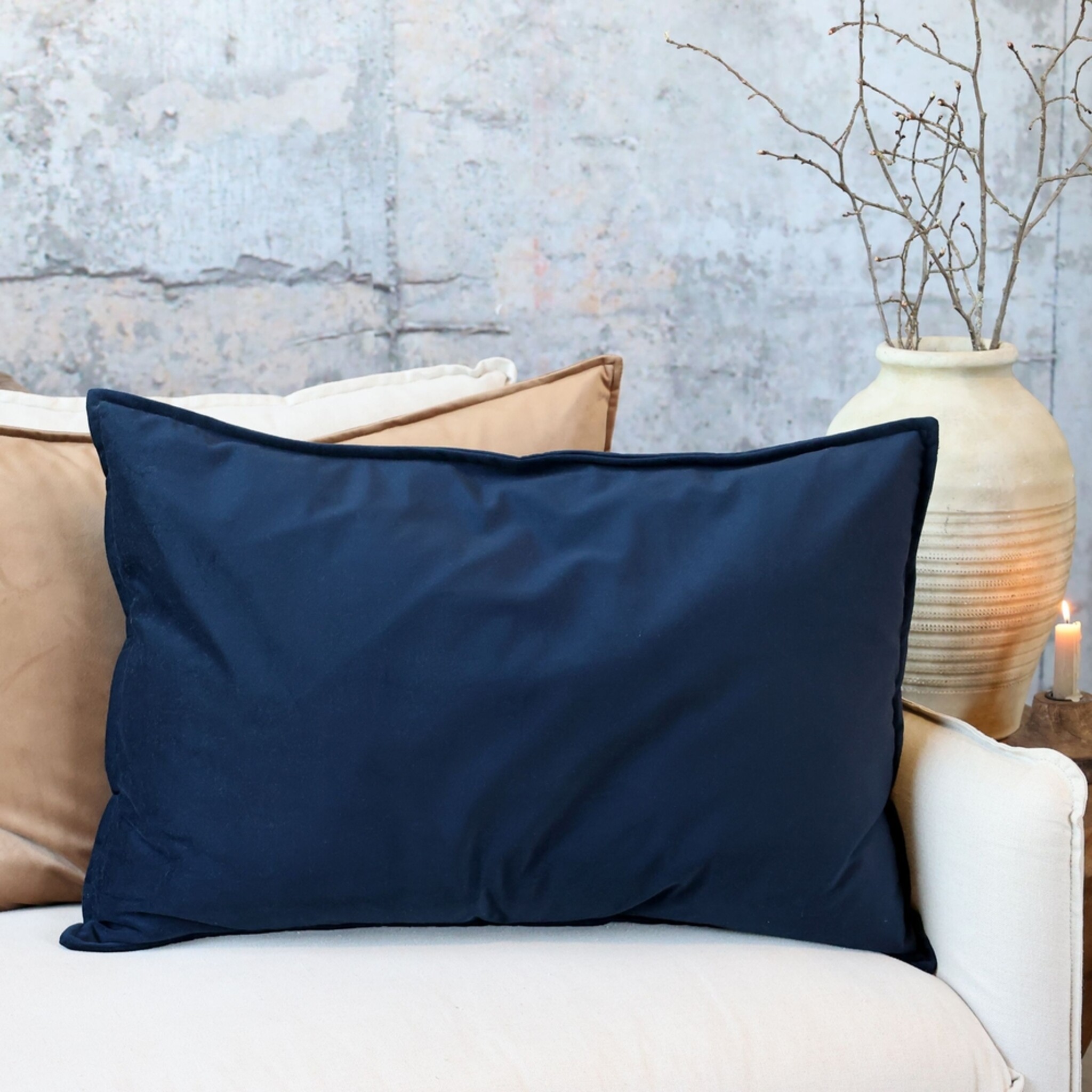 Aix Kissebezug Velour 70x50cm, indigo blue 