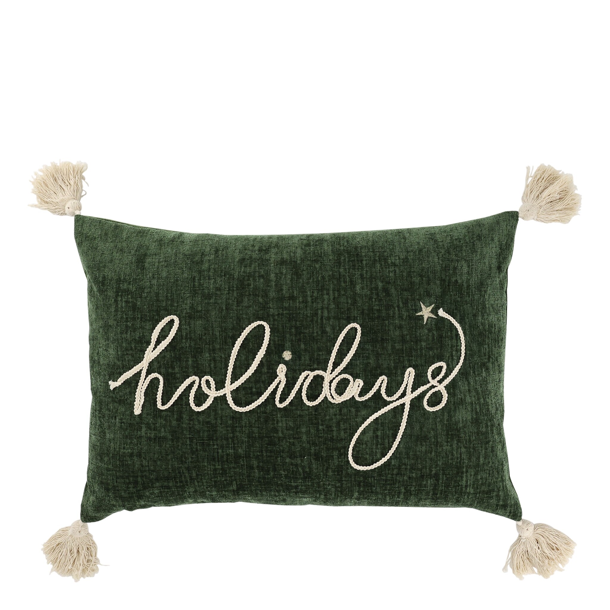 Aix Kissenbezug mit Quasten Holidays, grün 