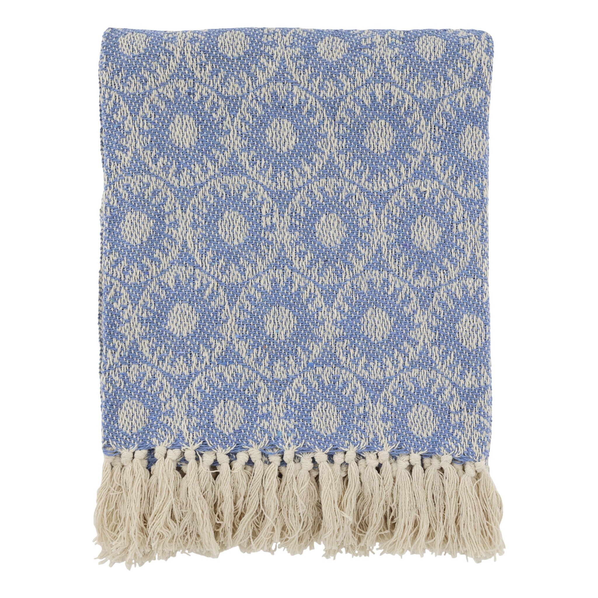 Aix Plaid aus Baumwolle und Garnüberschuss Kreismuster, ocean 