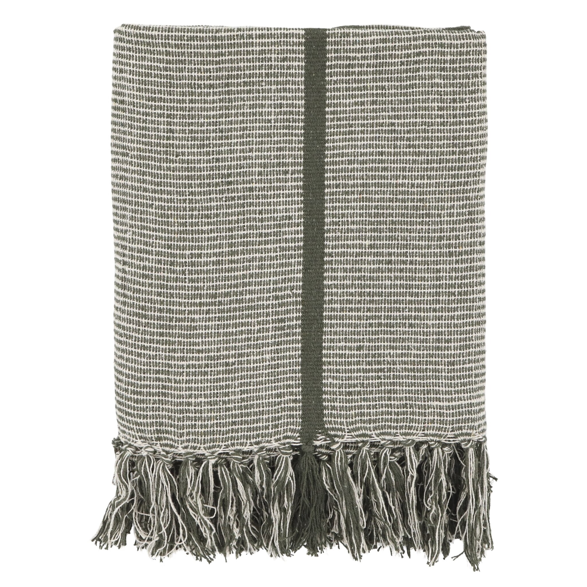 Aix Plaid aus Garnüberschuss, Streifen, oliv