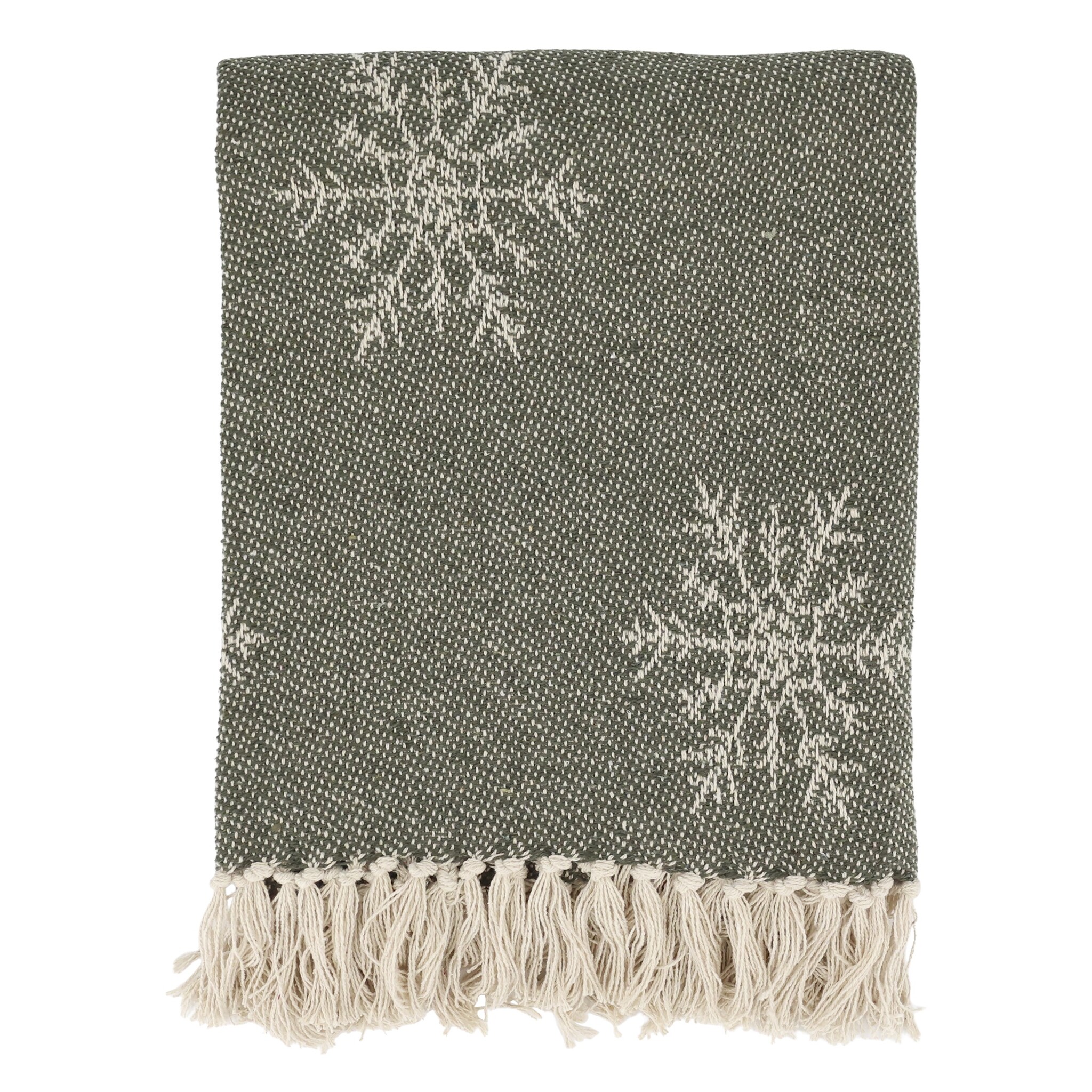 Aix Plaid Garnüberschuss mit Eiskristallen, oliv 