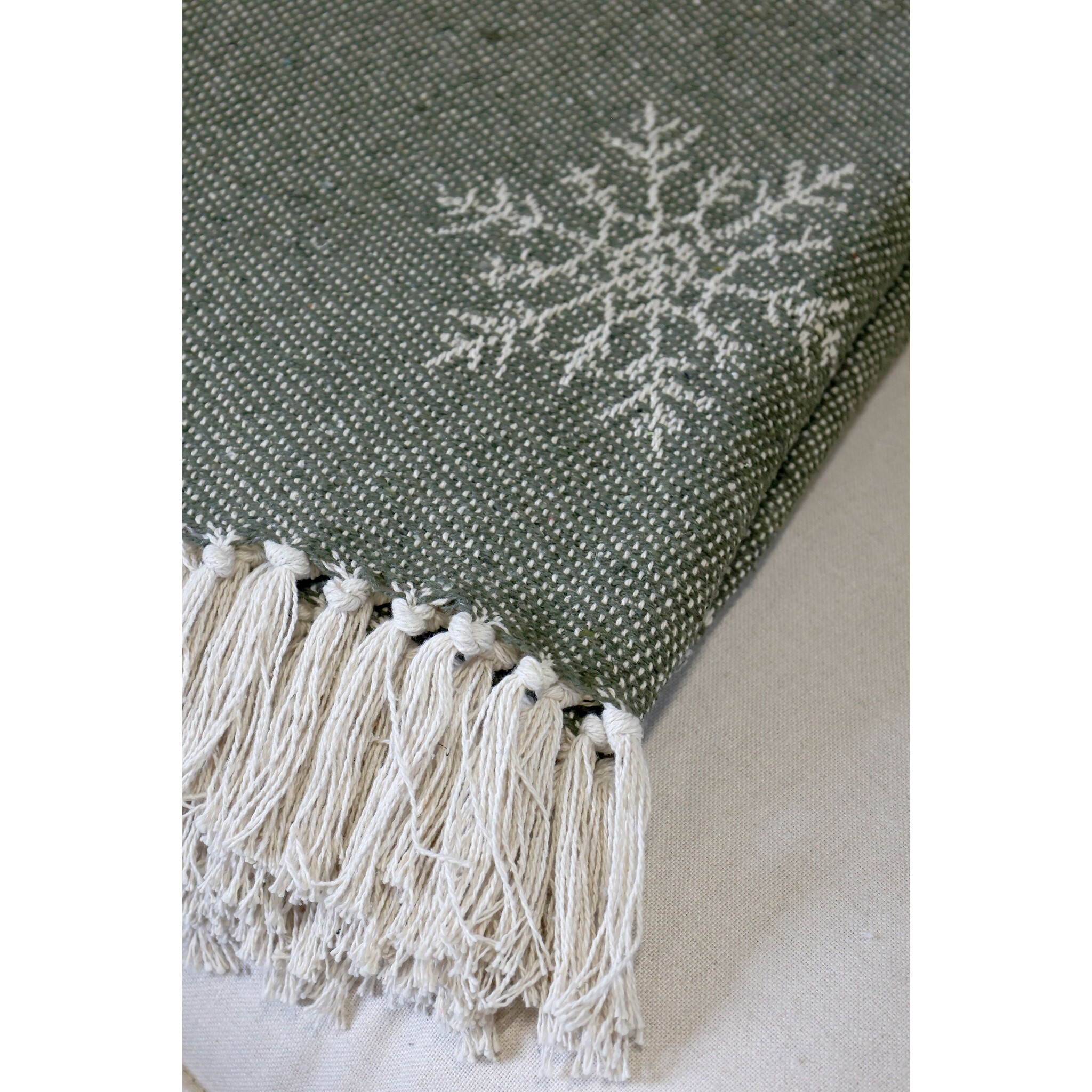 Aix Plaid Garnüberschuss mit Eiskristallen, oliv 