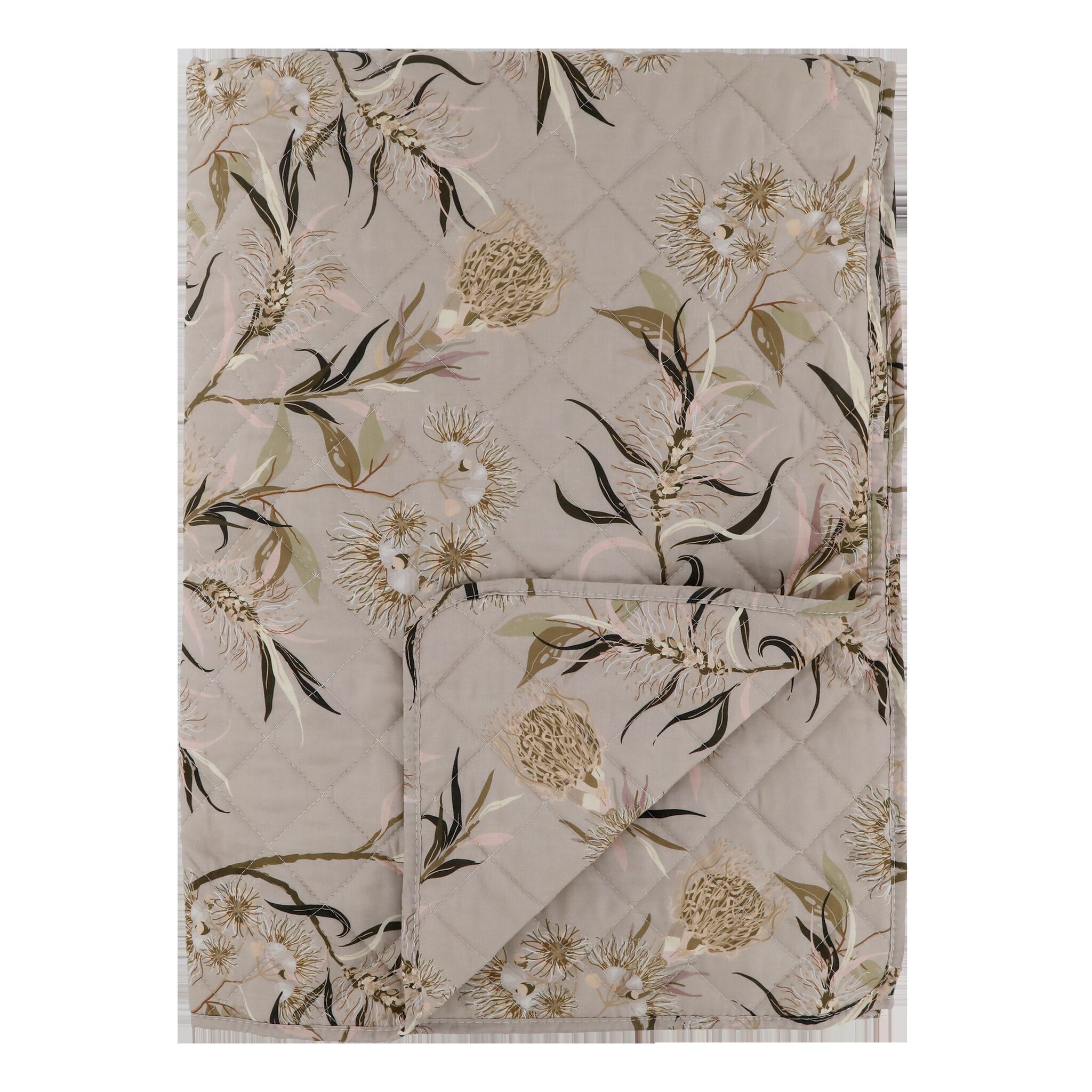 Aix Quilt mit Blumenmuster 2, taupe 