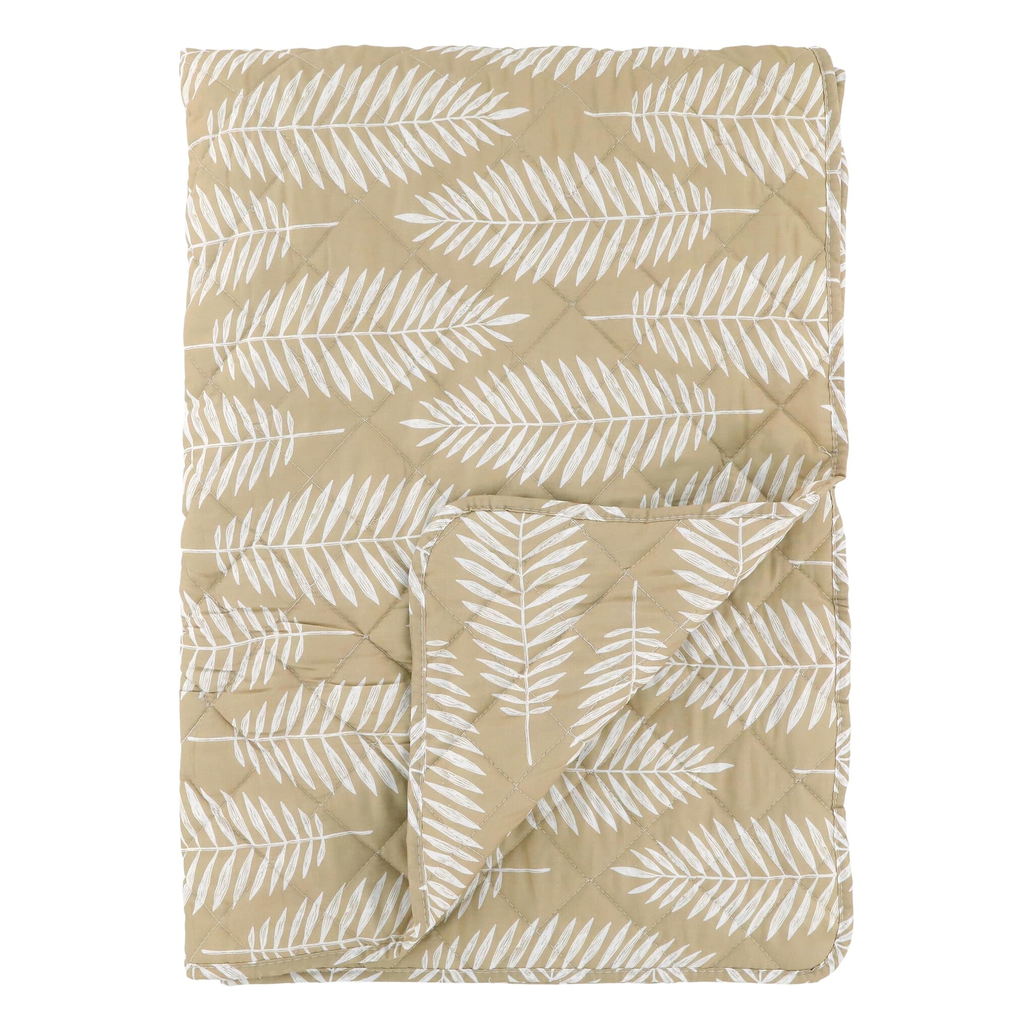 Aix Quilt mit Tropischen Blattmotiv, beige 