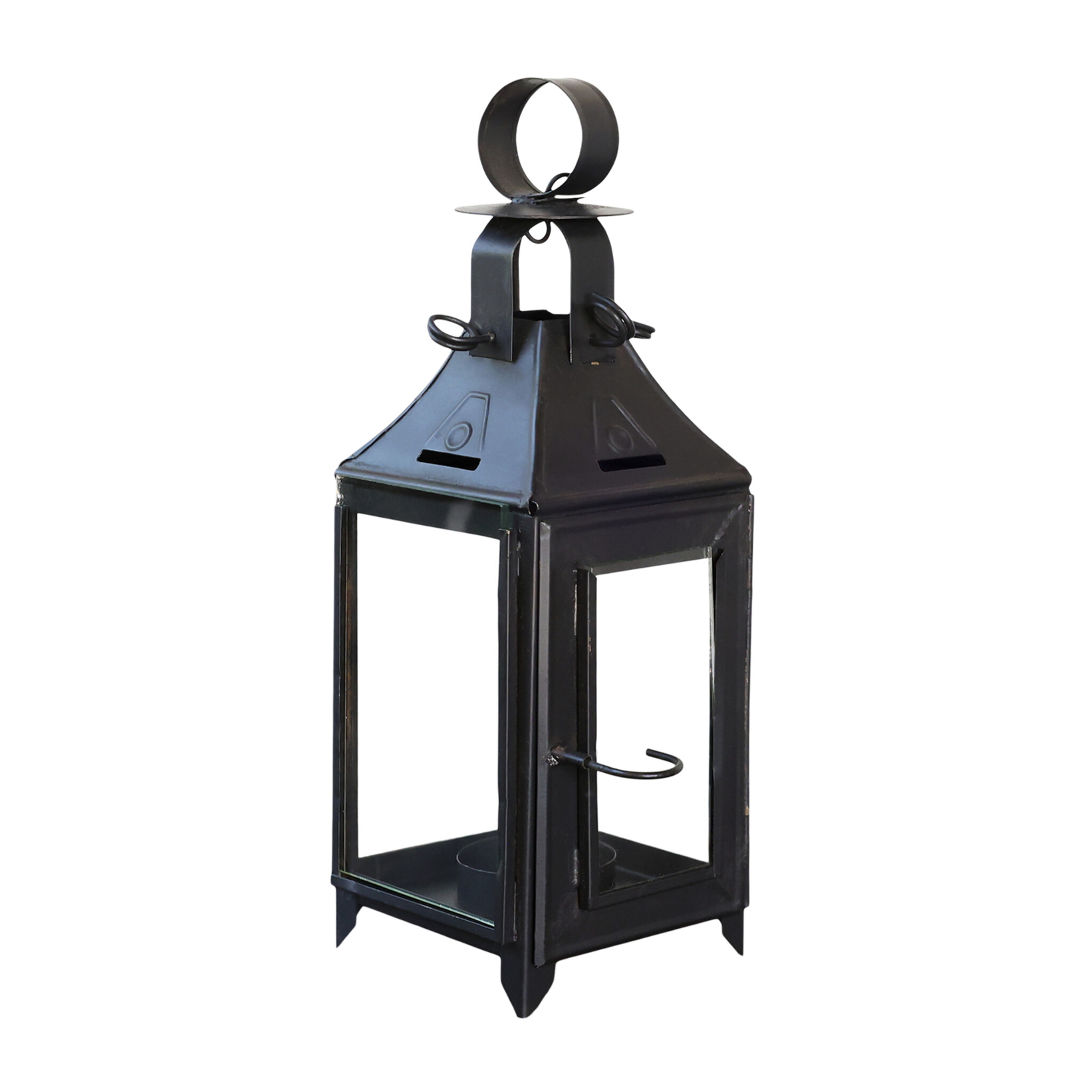 Altfranzösische Laterne für Teelichter, antik schwarz 