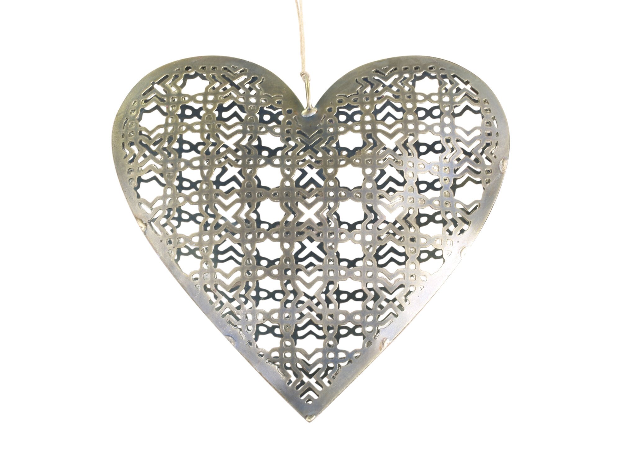 Anhänger Herz mit Muster, antique messing 