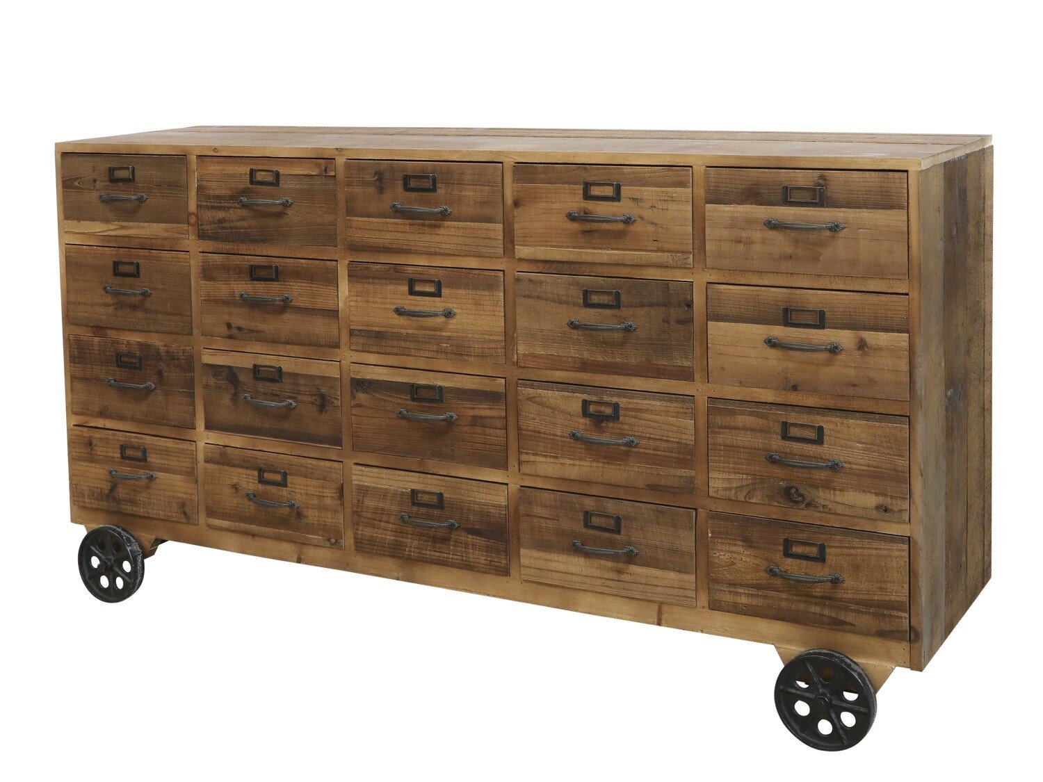 Anrichte auf Rädern mit 20 Schubladen, natur 