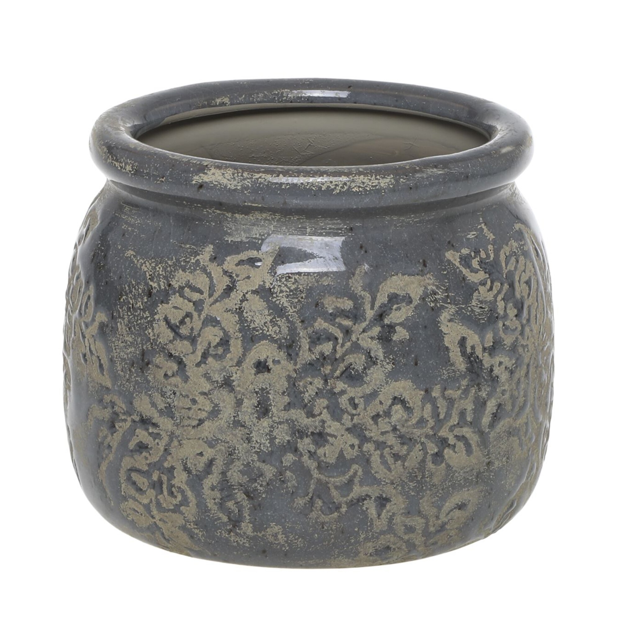 Antibes Blumentopf mit Blumenmuster, opal Höhe 9,5, Ø 12 cm