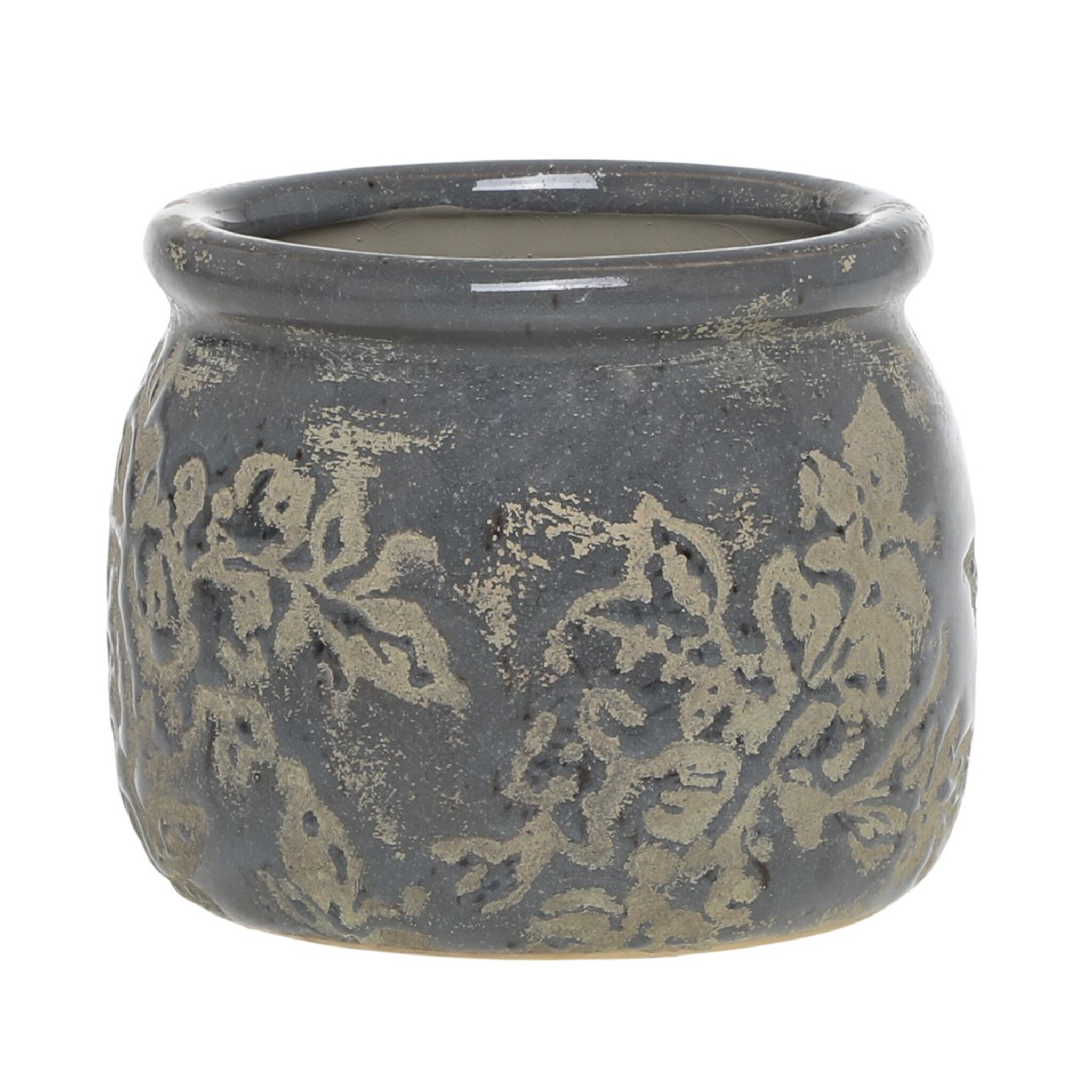 Antibes Blumentopf mit Blumenmuster, opal Höhe 13, Ø 15,5 cm