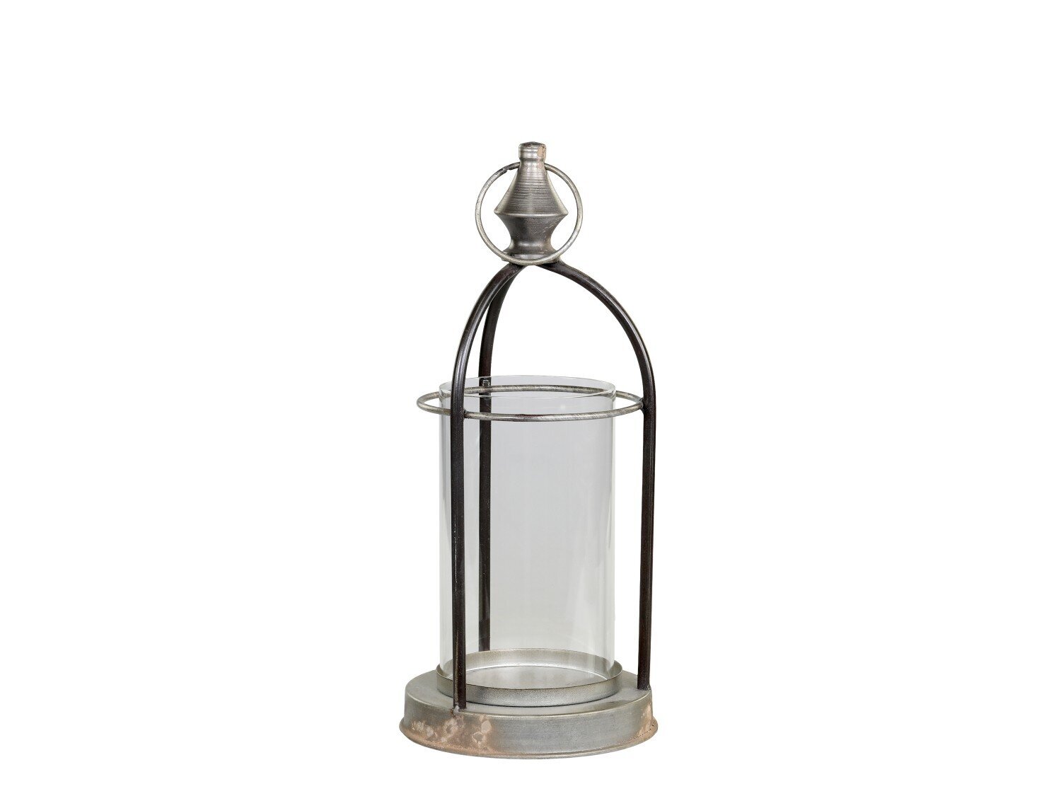 Antik Laterne, Eisen und Glas, grau Höhe 38, Ø 15 cm