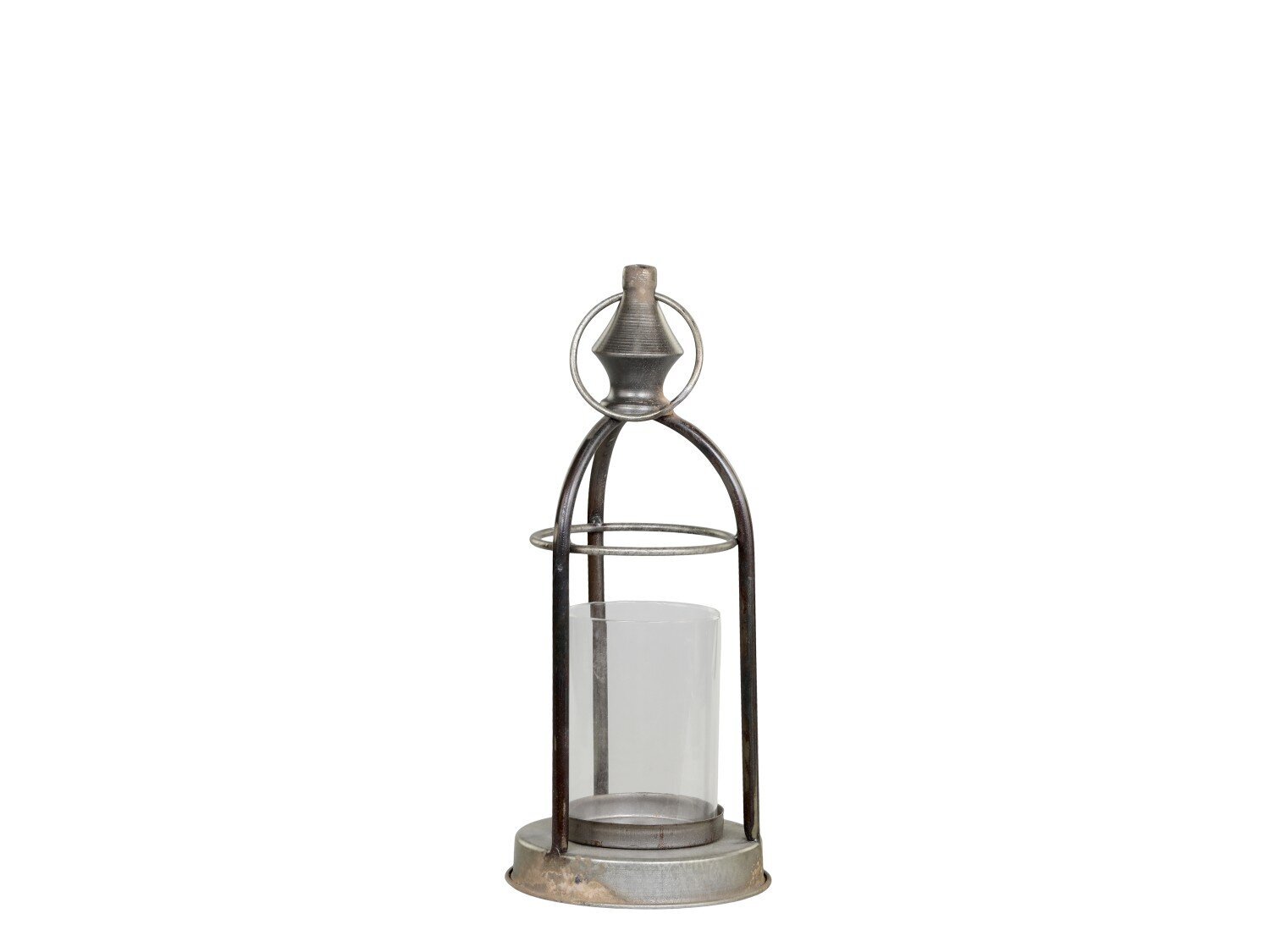 Antik Laterne, Eisen und Glas, grau Höhe 32, Ø 12 cm