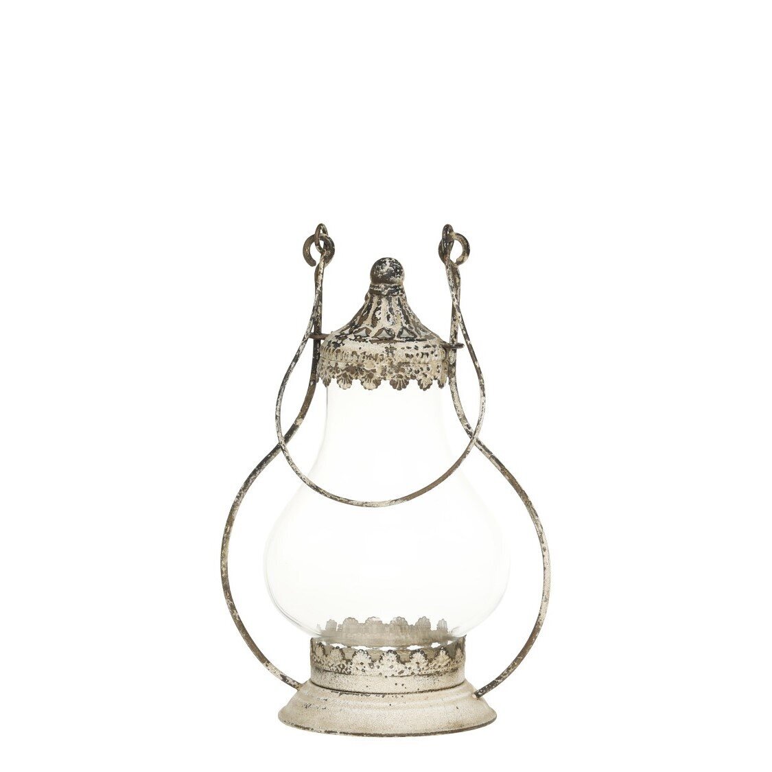 Antike Laterne mit Griff, antique creme 