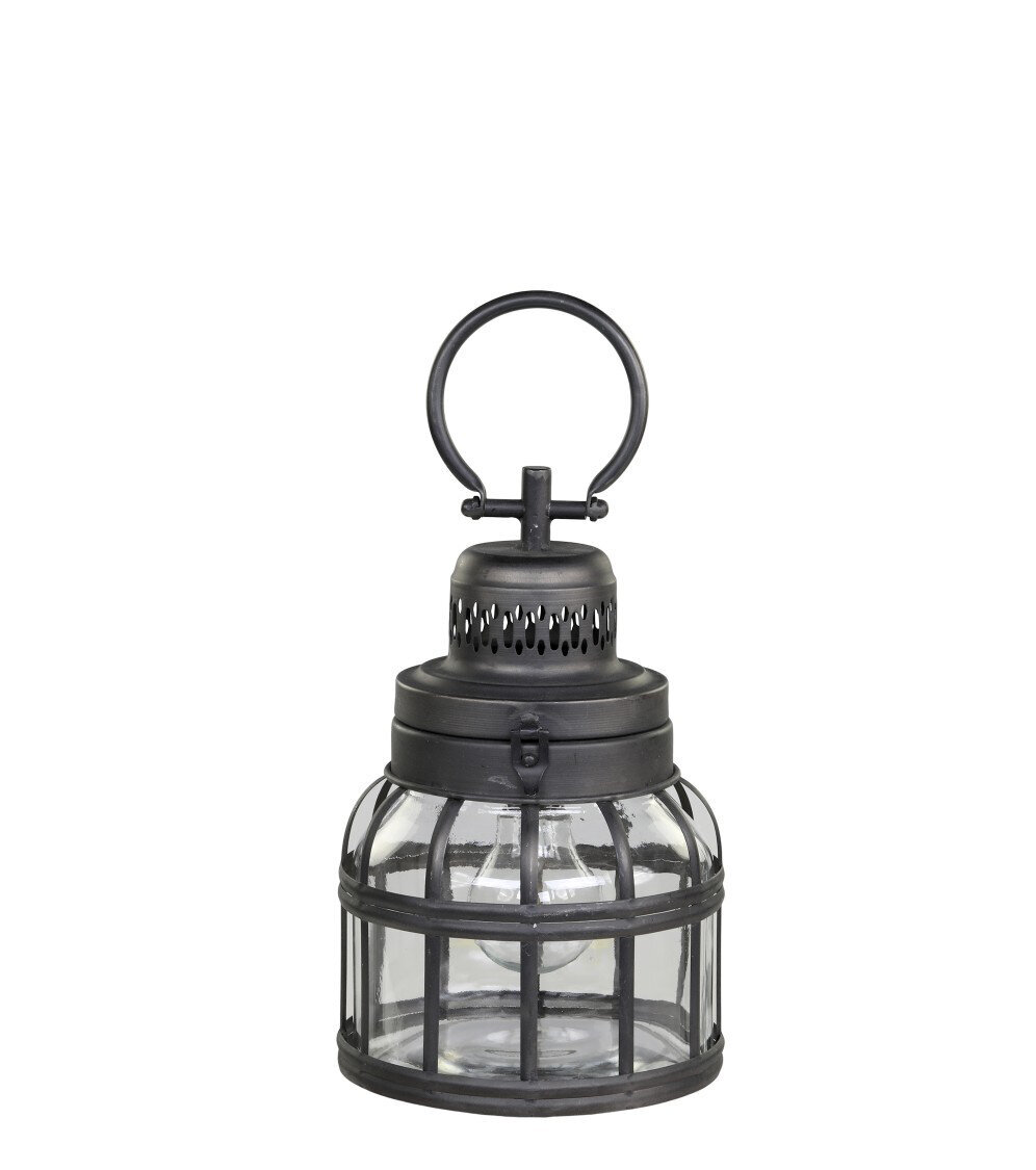 Antike Stalllaterne, schwarz 34 cm, Ø 17 cm