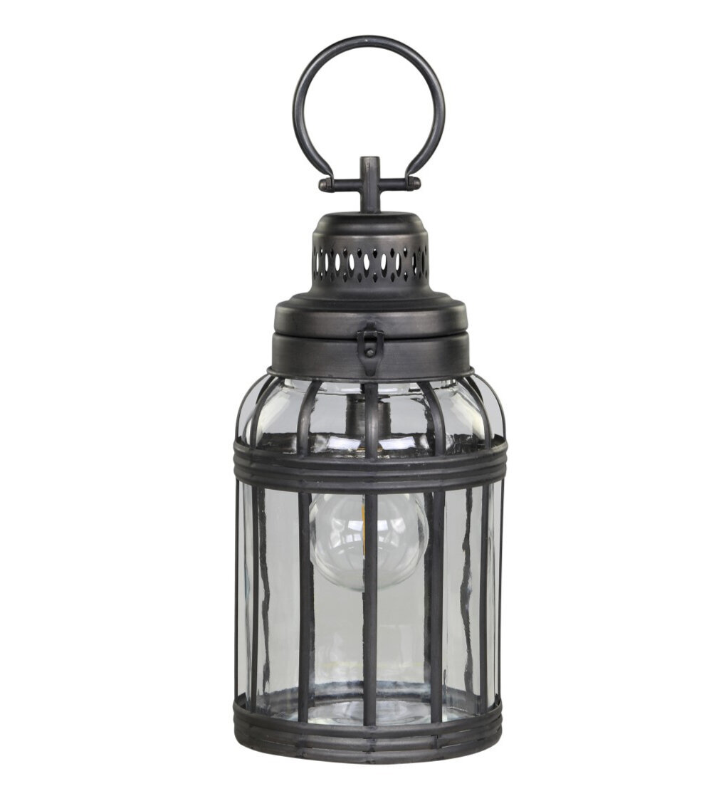 Antike Stalllaterne, schwarz 43,5 cm, Ø 17 cm