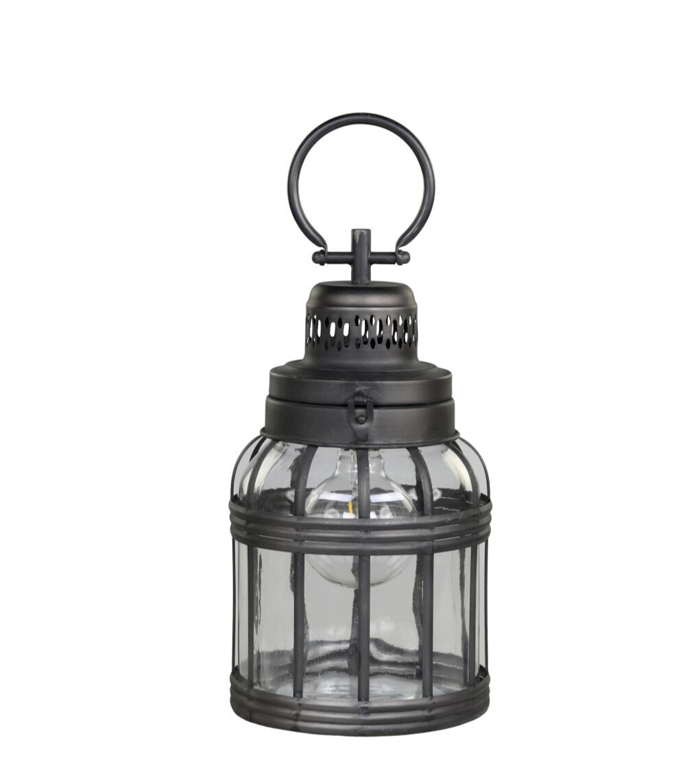 Antike Stalllaterne, schwarz 39 cm, Ø 17 cm