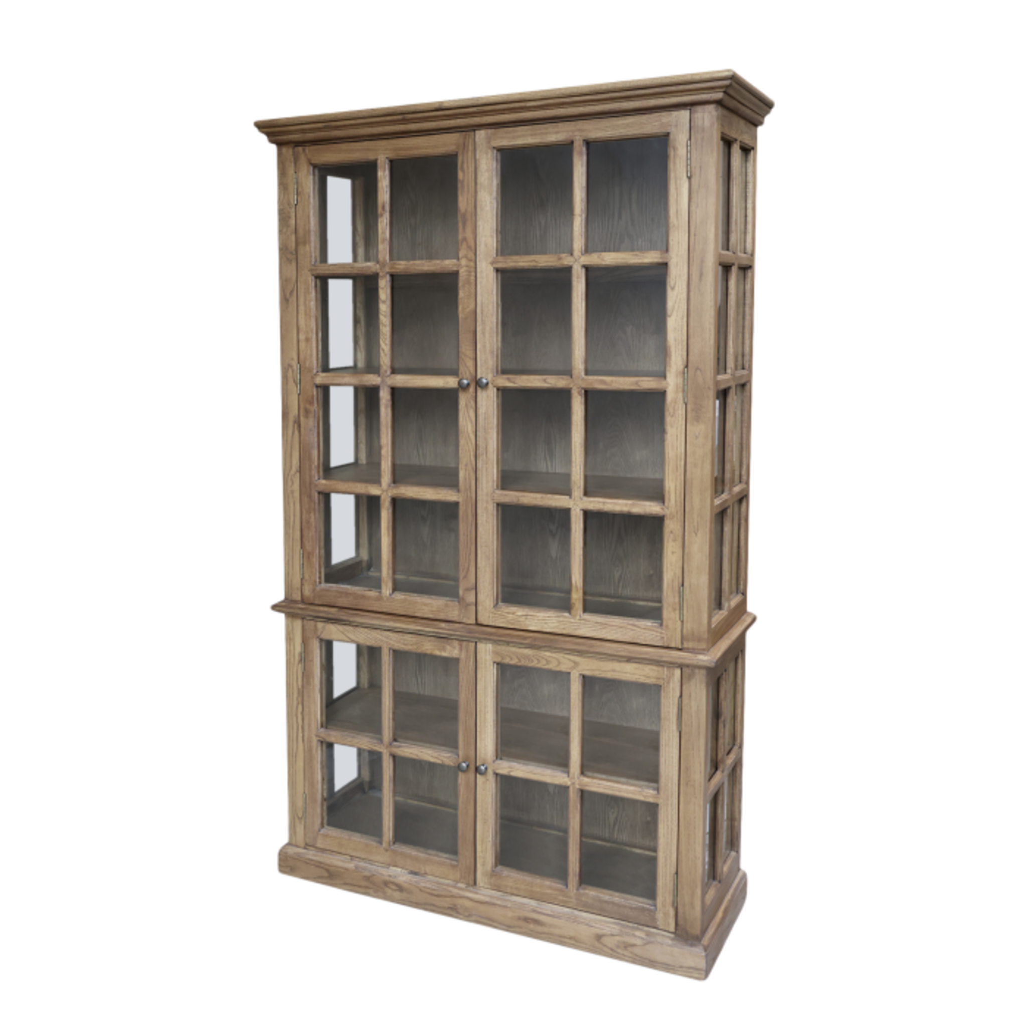 Chic Antique antiker Vitrinenschrank Marseille 4 Türen, natur 