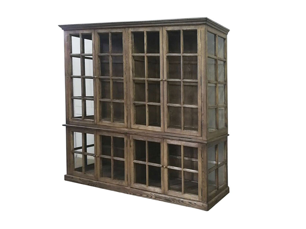 Chic Antique antiker Vitrinenschrank Marseille 8 Türen, natur 