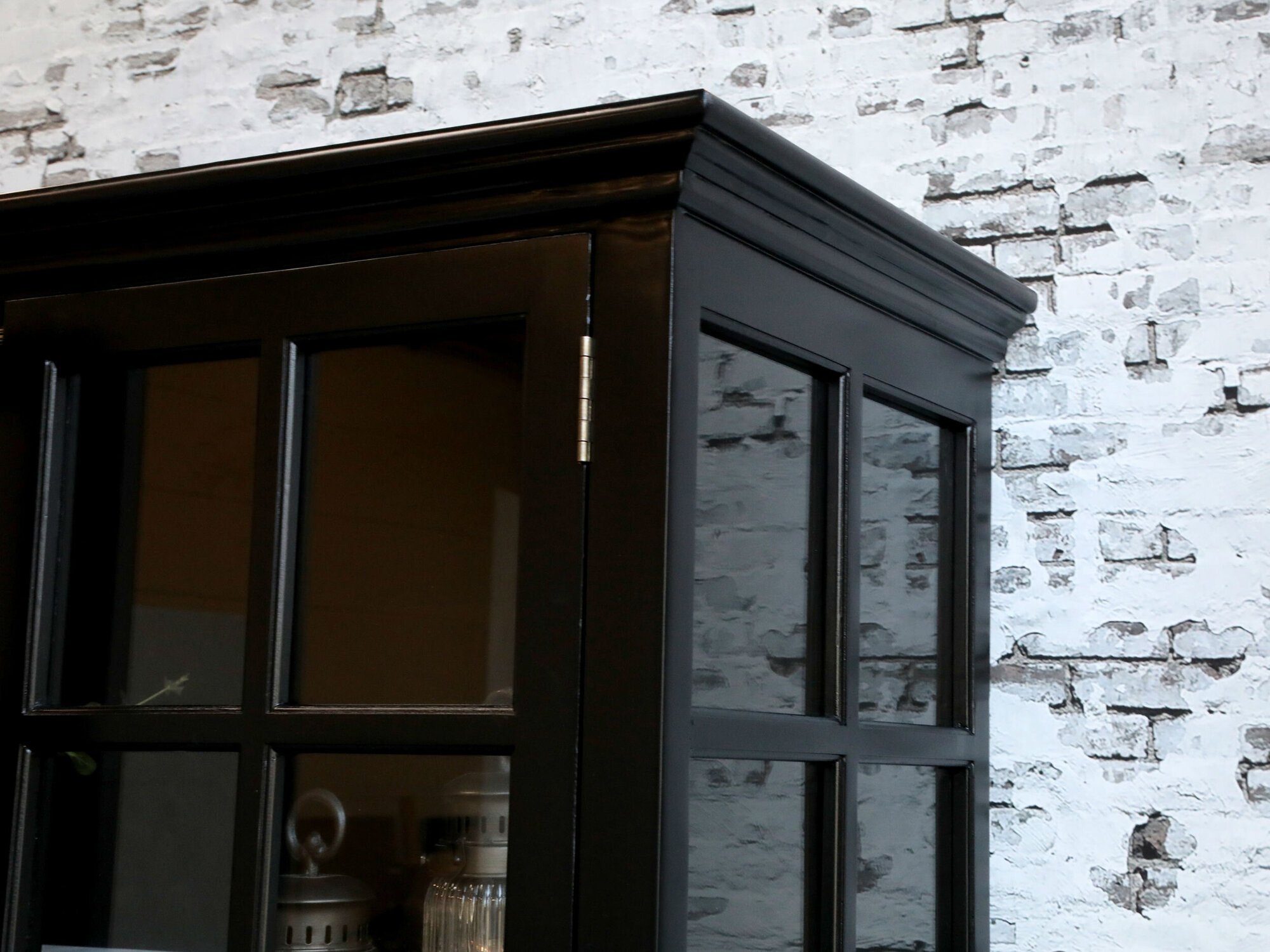 Chic Antique antiker Vitrinenschrank Marseille 8 Türen, schwarz 