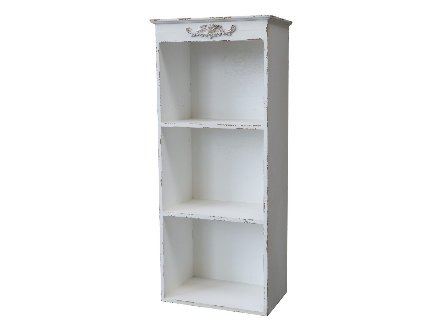 Antikes Wandregal mit 3 Fächern, antique creme 