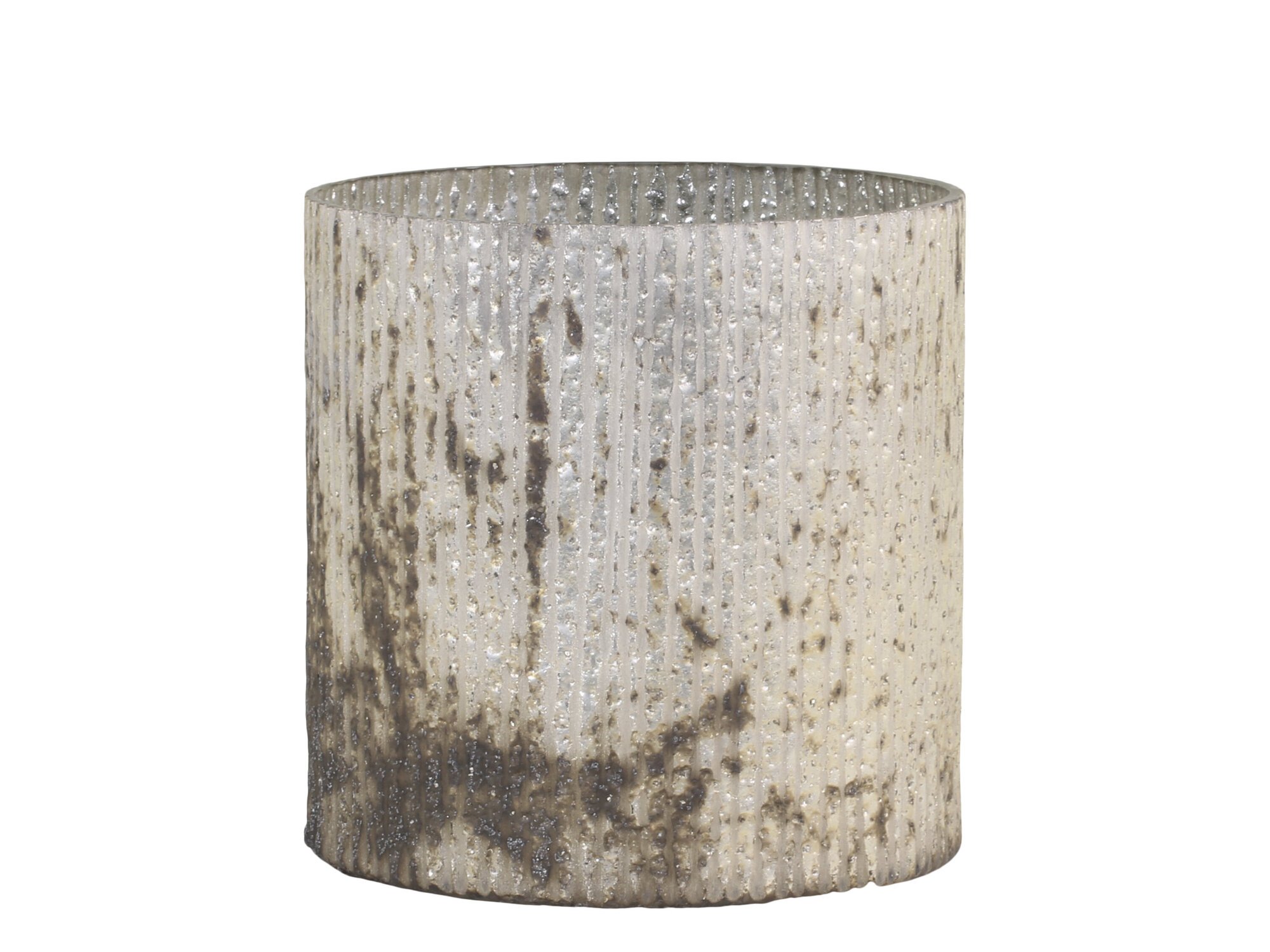 Antikes Windlicht mit Rillen aus Glas, antik champagne Ø13 x H13 cm