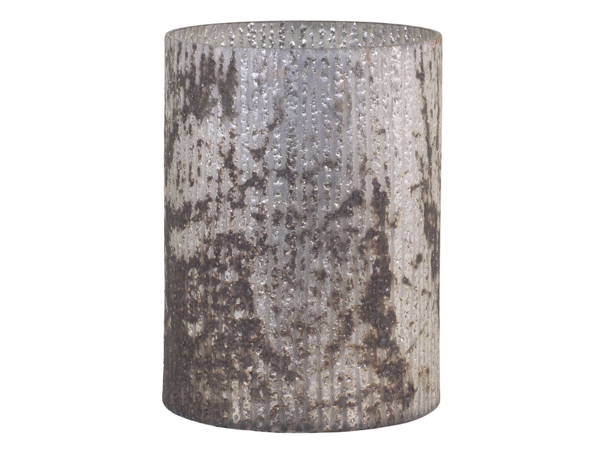 Antikes Windlicht mit Rillen aus Glas, antik champagne Ø12 x H17 cm